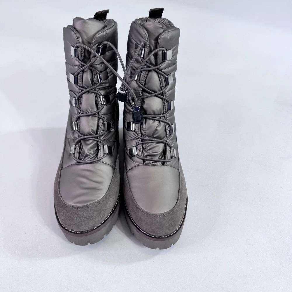 Blondo Daylor Boots Womens Size 11 Gray Suede Waterproof Ankle Wedge Winter Snow